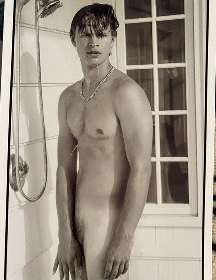 Ansel Elgort posing sexy nude