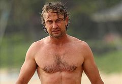 Gerard Butler bulge beach