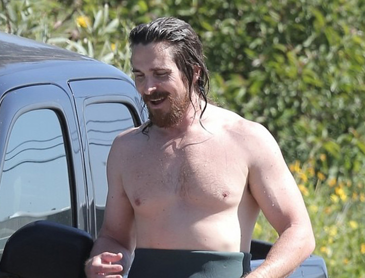 Christian Bale shirtless beach