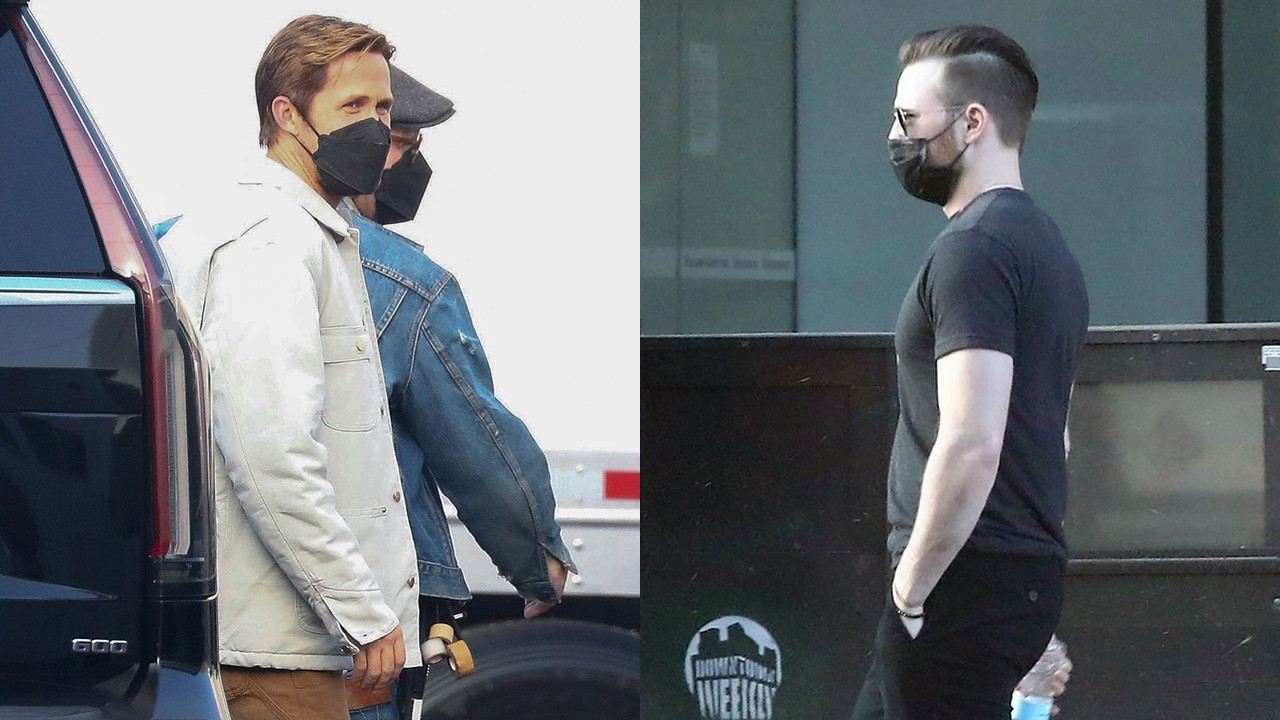 Ryan Gosling and Chris Evans visited Los Angeles for filming