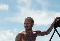 David Beckham shirtless