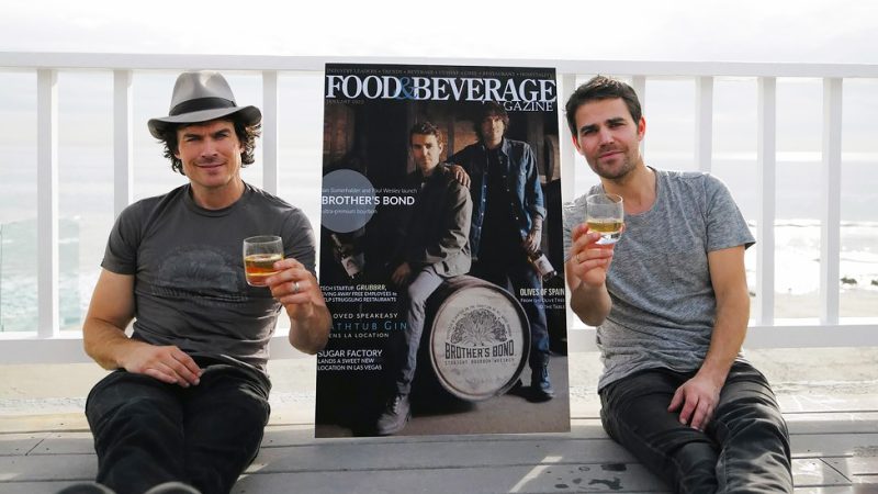 Photos from Brother’s Bond Bourbon Studio graced the cover of Food & Beverage Magazine. Ian Somerhalder and Paul Wesley celebrate it!