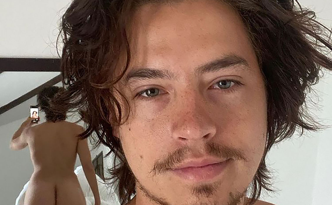 Cole Sprouse shows off his perky buns during a cheeky selfie