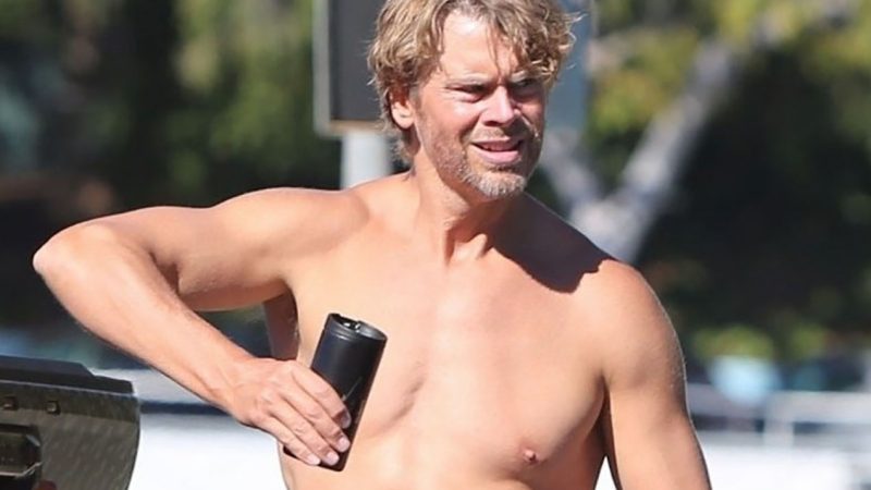 Eric Christian Olsen doesn’t hide his bare torso while vacationing in California