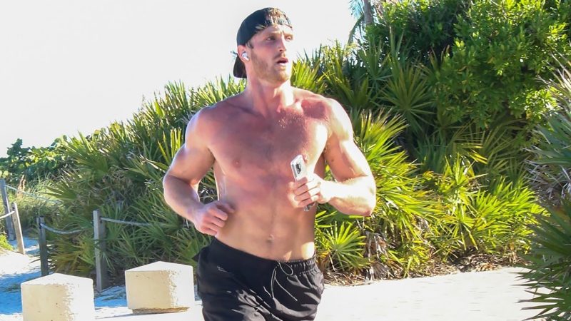 Logan Paul flaunts his bare torso while jogging