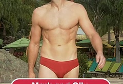 Olly Murs and Mark Wright at Universal Volcano Bay