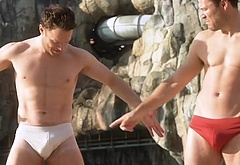 Olly Murs and Mark Wright at Universal Volcano Bay