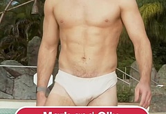 Olly Murs and Mark Wright at Universal Volcano Bay