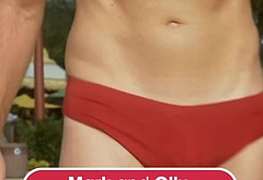 Olly Murs and Mark Wright at Universal Volcano Bay