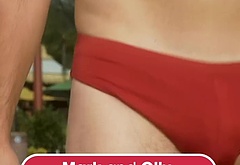 Olly Murs and Mark Wright at Universal Volcano Bay