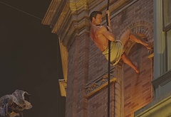 Glen Powell nude in The Running Man BTS