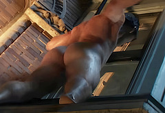 Glen Powell nude in The Running Man BTS