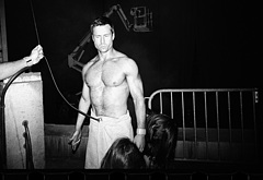 Glen Powell nude in The Running Man BTS