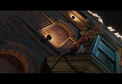 Glen Powell nude in The Running Man BTS