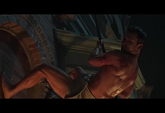 Glen Powell nude in The Running Man BTS