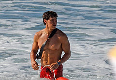 Noah Beck shirtless beach shots