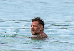 Tom Hardy Goes Shirtless During a Beach Day in Barbados