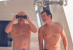 Orlando Blooms Shirtless Yacht Day with Woody Harrelson