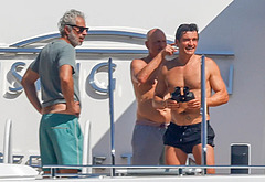 Orlando Blooms Shirtless Yacht Day with Woody Harrelson