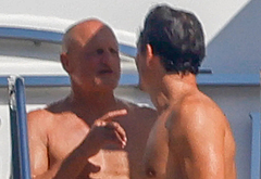 Orlando Blooms Shirtless Yacht Day with Woody Harrelson