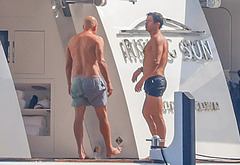 Orlando Blooms Shirtless Yacht Day with Woody Harrelson