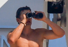 Orlando Blooms Shirtless Yacht Day with Woody Harrelson