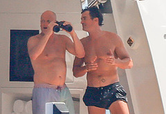 Orlando Blooms Shirtless Yacht Day with Woody Harrelson