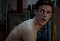 Grant Gustin shirtless and sexy in The Flash