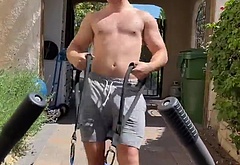 Nolan Gould shirtless workout on Instagram