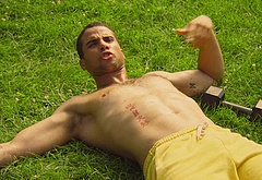 Mason Gooding shirtless and bulge in Pools