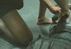 Aaron Pierre shirtless and cock bulge scenes in Lanterns