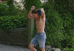 Tom Stevens nude and cock bulge scenes in Moonshine