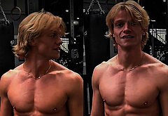 Tom Rhys Harries shirtless and cock bulge pics